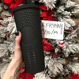 Matte black studded Starbucks tumbler